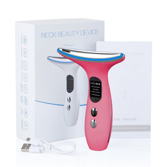 Multi-Function Neck & Face Beauty Device - 4-in-1 LED Light Therapy, EMS Lifting & Anti-Wrinkle Massager(pink) V888-ELOSUNG35642