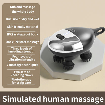 Intelligent 3D Electric Head & Scalp Massager - 7 Massage Techniques, IPX7 Waterproof, Rechargeable(black) V888-ELOSUNG35644