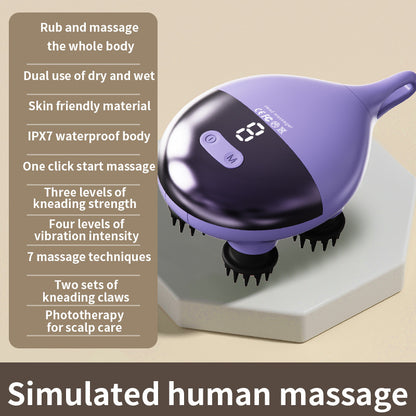 Intelligent 3D Electric Head & Scalp Massager - 7 Massage Techniques, IPX7 Waterproof, Rechargeable(Purple) V888-ELOSUNG35645