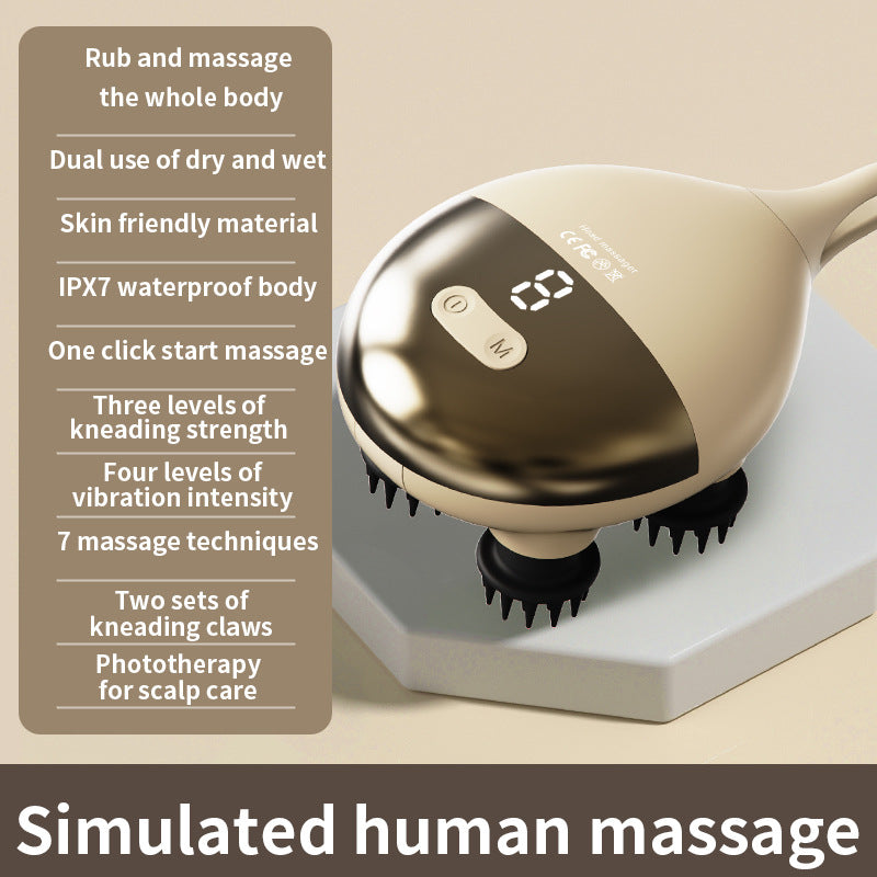 Intelligent 3D Electric Head & Scalp Massager - 7 Massage Techniques, IPX7 Waterproof, Rechargeable(Yellow) V888-ELOSUNG35646