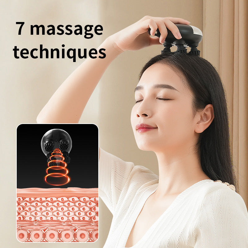 Intelligent 3D Electric Head & Scalp Massager - 7 Massage Techniques, IPX7 Waterproof, Rechargeable(Yellow) V888-ELOSUNG35646