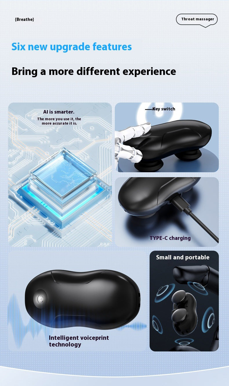 Smart Anti-Snoring Throat Massager - AI-Powered Vibration Sleep Aid, USB-C Rechargeable & Portable(black) V888-ELOSUNG35647