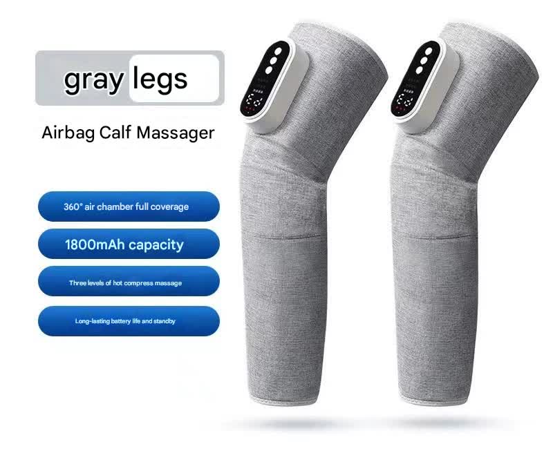 Rechargeable Air Compression Leg Massager with Heat Therapy for Knee & Calf Relief(grey-Double) V888-ELOSUNG35651