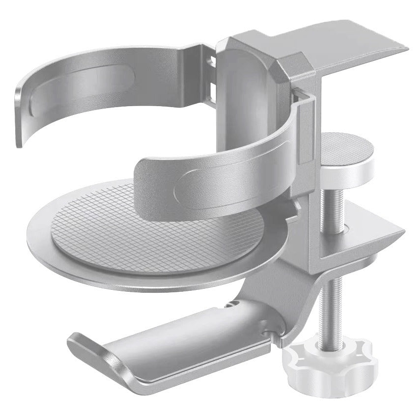 Two desktop clip-on cup holders and headphone hanger - adjustable, non-slip silicone, maximum load V888-ELOSUNG35655