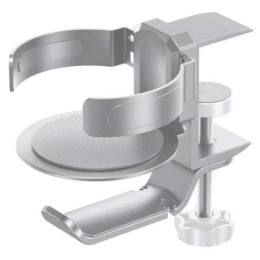 Two desktop clip-on cup holders and headphone hanger - adjustable, non-slip silicone, maximum load V888-ELOSUNG35655