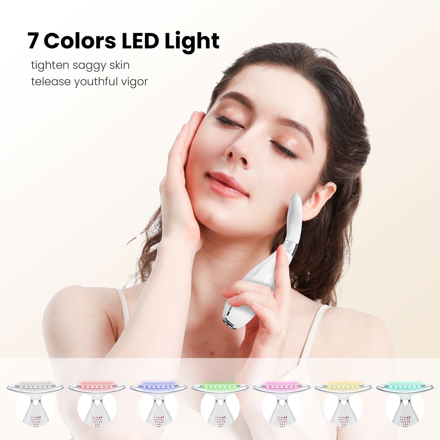 Multi-Function Facial & Neck Massager with LED Light Therapy, EMS & Warm Import - Rechargeable Skin Care V888-ELOSUNG35656