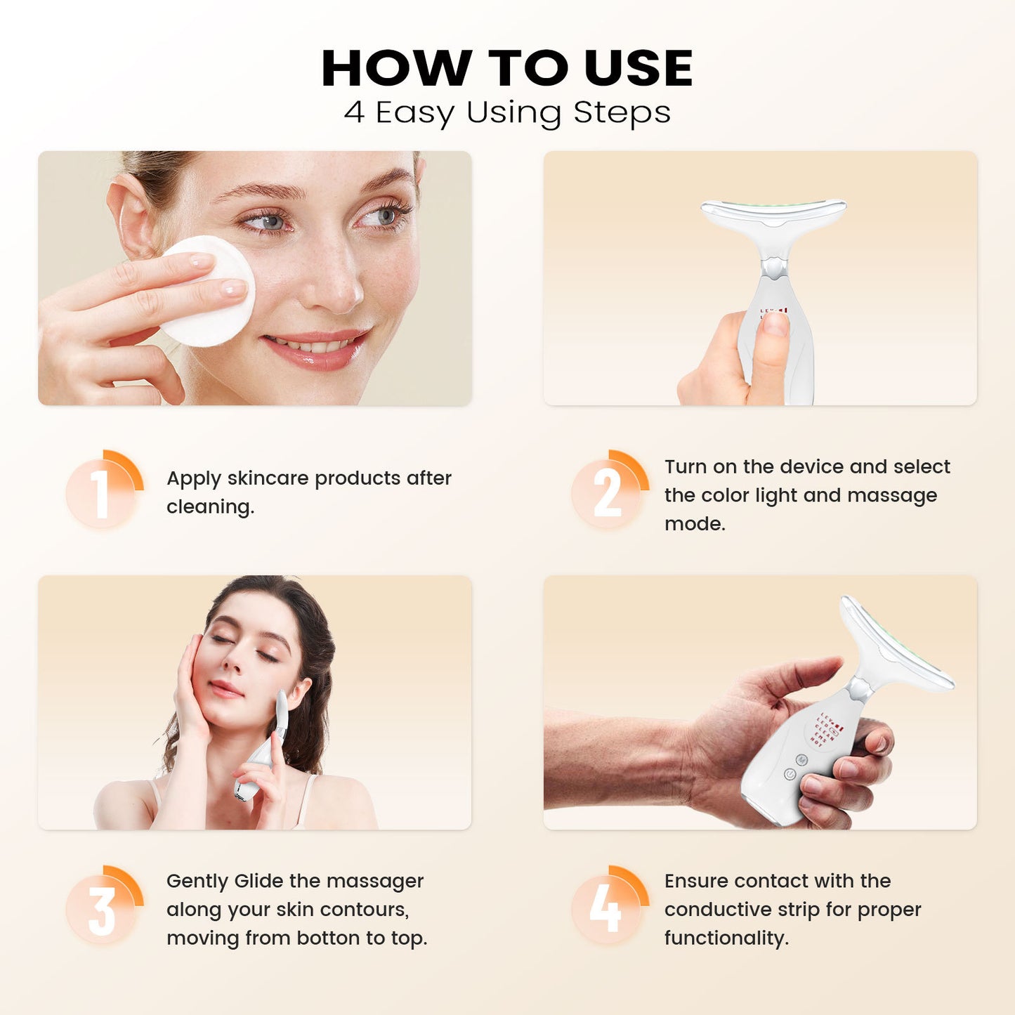 Multi-Function Facial & Neck Massager with LED Light Therapy, EMS & Warm Import - Rechargeable Skin Care V888-ELOSUNG35656