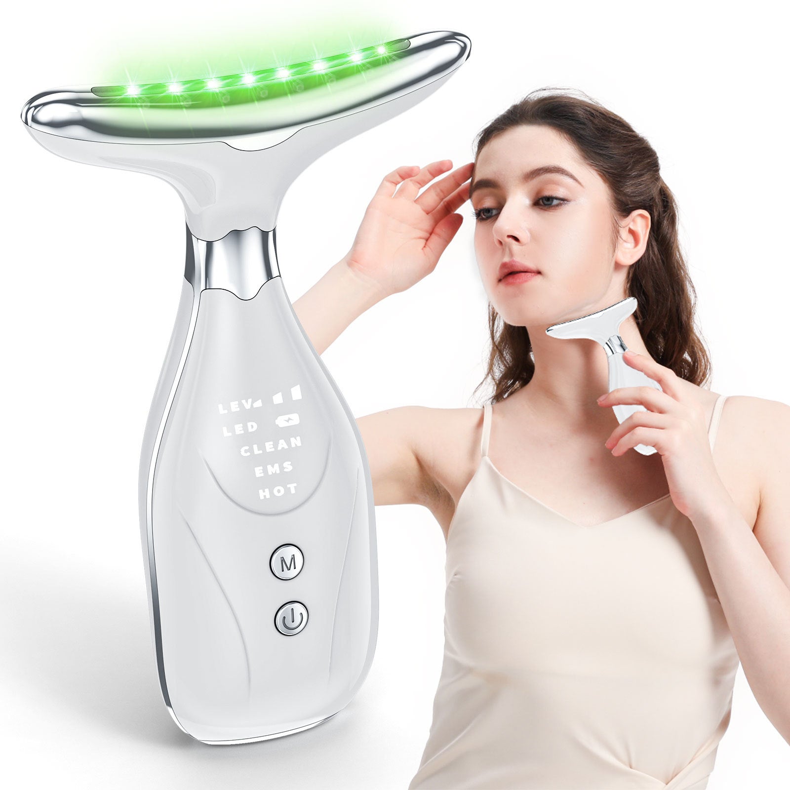 Multi-Function Facial & Neck Massager with LED Light Therapy, EMS & Warm Import - Rechargeable Skin Care V888-ELOSUNG35656