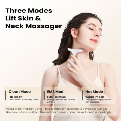 Multi-Function Facial & Neck Massager with LED Light Therapy, EMS & Warm Import - Rechargeable Skin Care V888-ELOSUNG35657