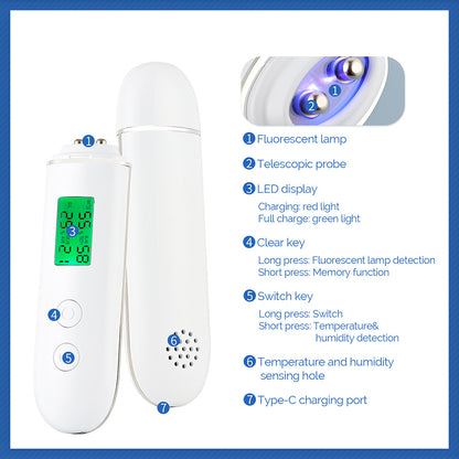 Smart Skin Analyzer with Multi-Function Detection - Measures Hydration, Oil, Elasticity, Skin Age & V888-ELOSUNG35658