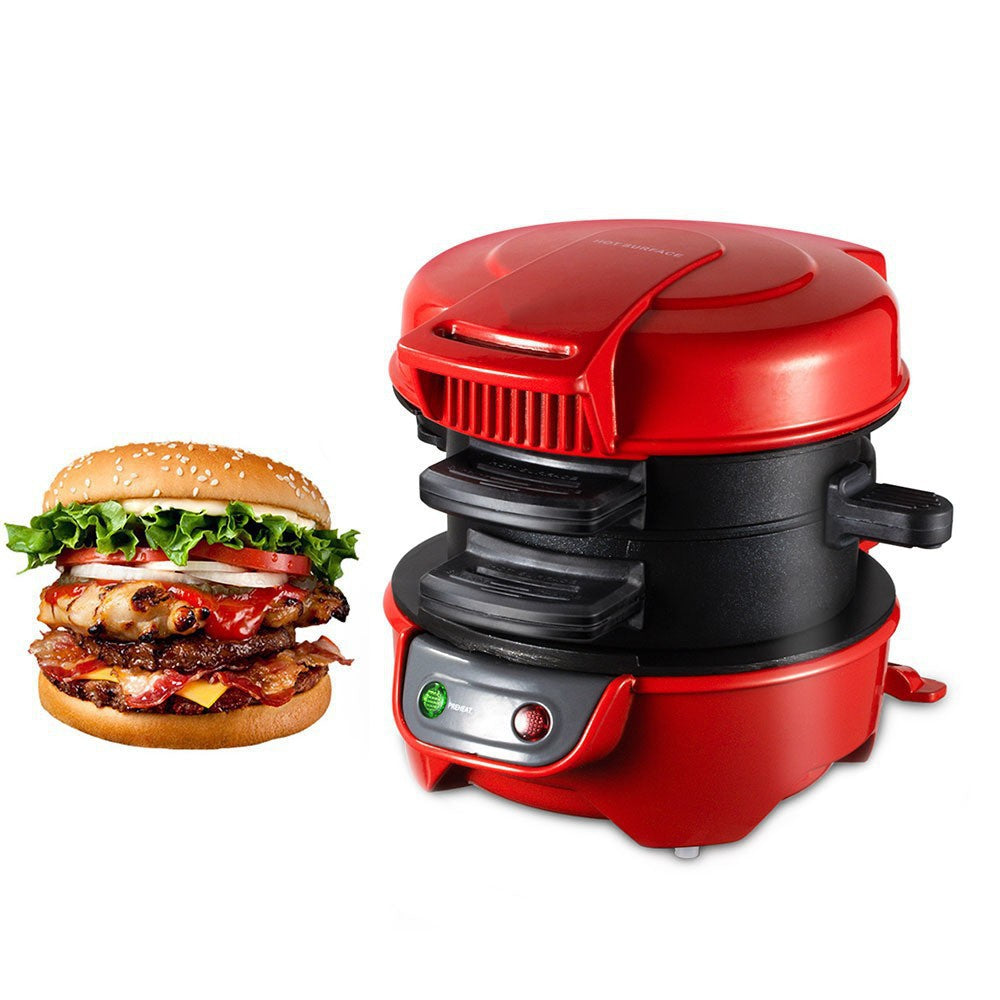 Quick & Easy Multi-Layer Sandwich & Burger Maker with Egg Cooker Plate(red) V888-ELOSUNG35660