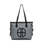 Stylish Large Capacity Tote Bag with PU Leather Trim & Logo Detail(Blue with black) V888-ELOSUNG35669