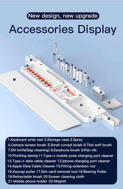 Two Multi-functional Keyboard Cleaning Kit & Ergonomic Wrist Rest with Integrated Storage(White) V888-ELOSUNG35674