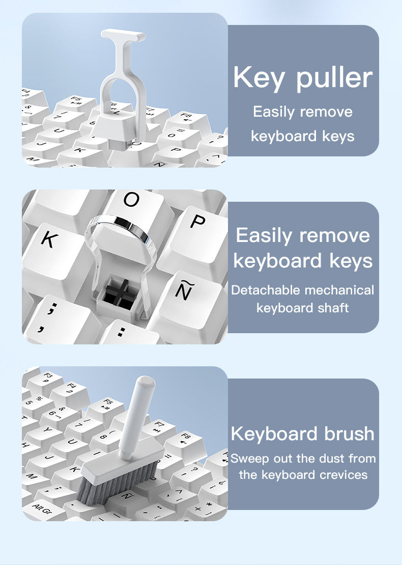Two Multi-functional Keyboard Cleaning Kit & Ergonomic Wrist Rest with Integrated Storage(White) V888-ELOSUNG35674