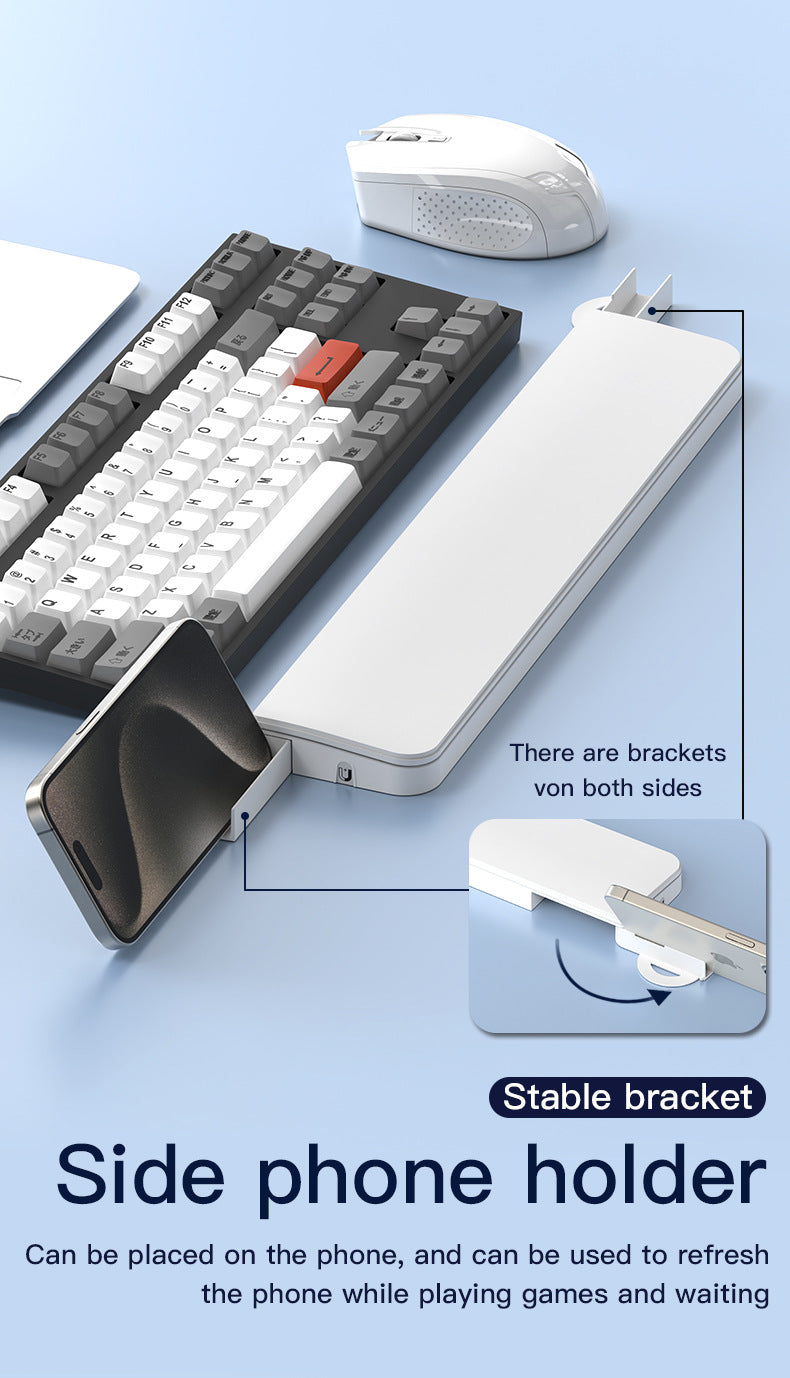 Two Multi-functional Keyboard Cleaning Kit & Ergonomic Wrist Rest with Integrated Storage(White) V888-ELOSUNG35674