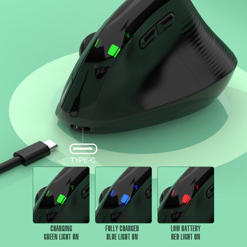 Two Ergonomic Vertical Wireless Mouse - Dual Mode (2.4G & Bluetooth), 5 Adjustable DPI, Silent Clicks, V888-ELOSUNG35675
