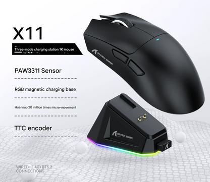 High-Performance Tri-Mode Wireless Gaming Mouse - 22000 DPI, Rechargeable, with RGB Charging Dock(black) V888-ELOSUNG35678