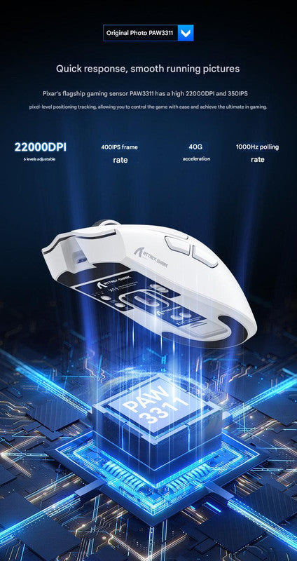 High-Performance Tri-Mode Wireless Gaming Mouse - 22000 DPI, Rechargeable, with RGB Charging Dock(red) V888-ELOSUNG35679