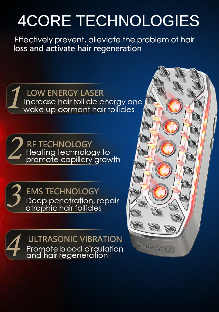 Advanced 4-in-1 Hair Growth Comb with LLLT, RF, EMS & Vibration Massage(White) V888-ELOSUNG35681