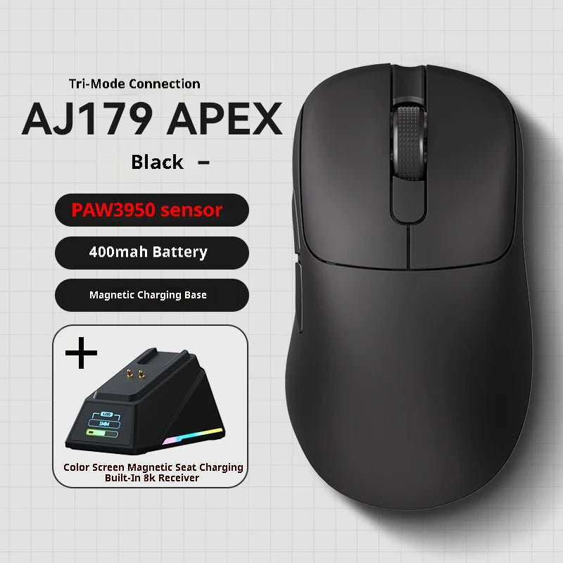 Tri-Mode Wireless Gaming Mouse with 8000Hz Polling Rate, PAW3950 Sensor & Magnetic Charging Dock(black) V888-ELOSUNG35682