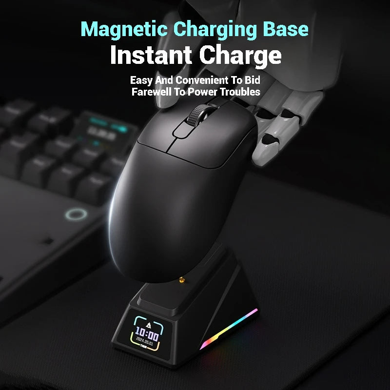 Tri-Mode Wireless Gaming Mouse with 8000Hz Polling Rate, PAW3950 Sensor & Magnetic Charging Dock(black) V888-ELOSUNG35682