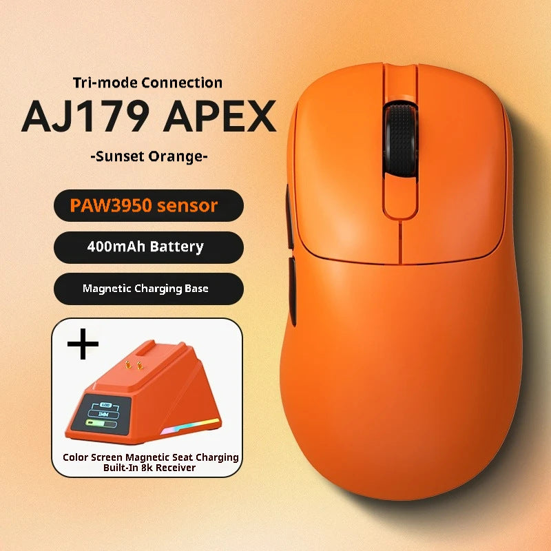 Tri-Mode Wireless Gaming Mouse with 8000Hz Polling Rate, PAW3950 Sensor & Magnetic Charging Dock(Orange) V888-ELOSUNG35684