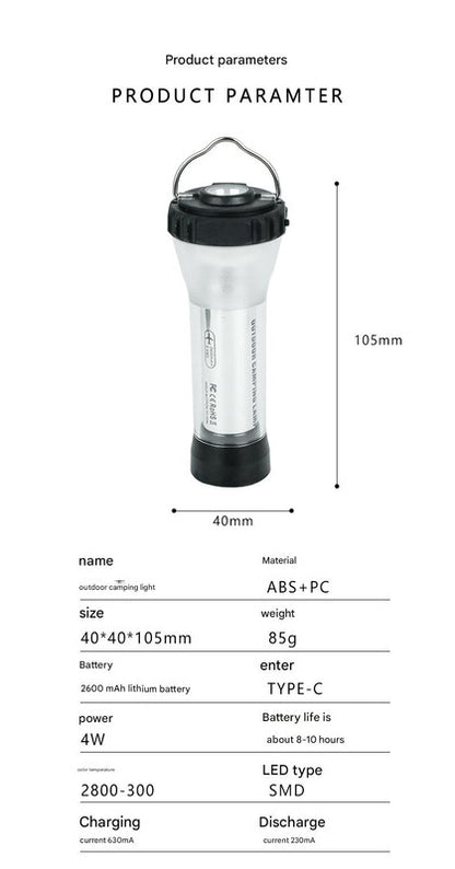 Portable Outdoor Camping Lantern with Tripod Stand, Soft Light Diffuser & USB-C Charging(blue) V888-ELOSUNG35687