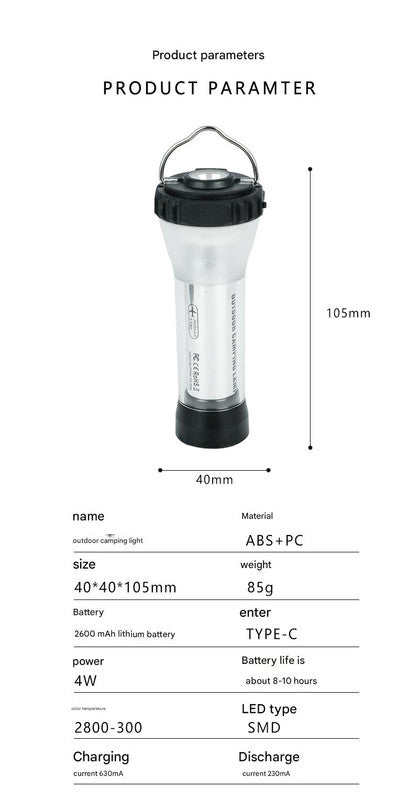 Portable Outdoor Camping Lantern with Tripod Stand, Soft Light Diffuser & USB-C Charging(green) V888-ELOSUNG35688