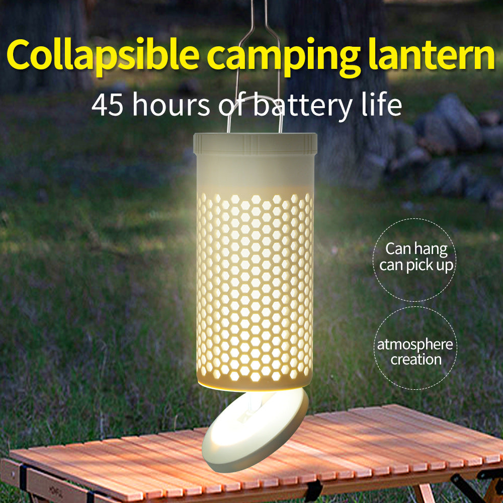 Collapsible LED Camping Lantern with 45-Hour Battery Life, USB-C Charging & Atmosphere Lighting(Khaki) V888-ELOSUNG35689