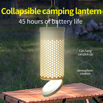 Collapsible LED Camping Lantern with 45-Hour Battery Life, USB-C Charging & Atmosphere Lighting(Khaki) V888-ELOSUNG35689