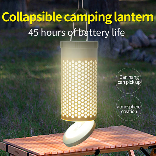 Collapsible LED Camping Lantern with 45-Hour Battery Life, USB-C Charging & Atmosphere Lighting(Khaki) V888-ELOSUNG35689