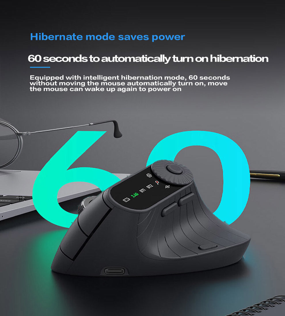Ergonomic Vertical Mouse - 2.4G/Bluetooth Multi-Mode, LED Display, 57-Degree Angle, & 400mAh Battery(Beige) V888-ELOSUNG35691