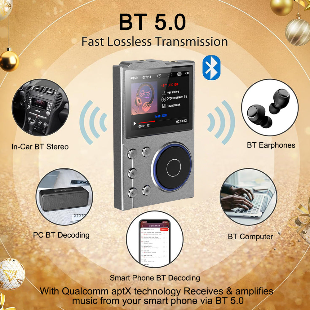 Portable Hi-Res Digital Audio Player - DSD, Dual DAC, Bluetooth 5.0, Expandable Storage(Grey 16GB + 32GB) V888-ELOSUNG35695