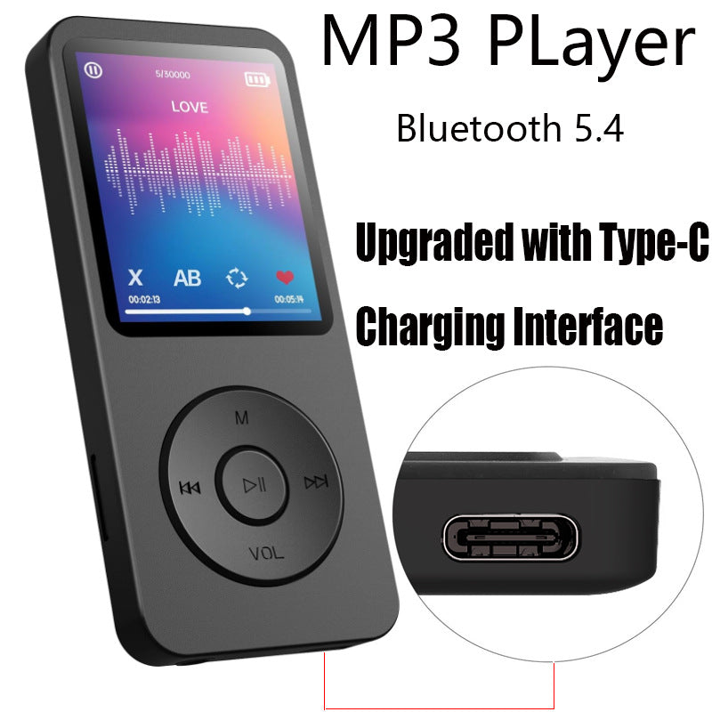Portable Digital Music Player - Bluetooth 5.4, Hi-Fi Lossless Sound, 8GB Built-in & Expandable Storage(black V888-ELOSUNG35698