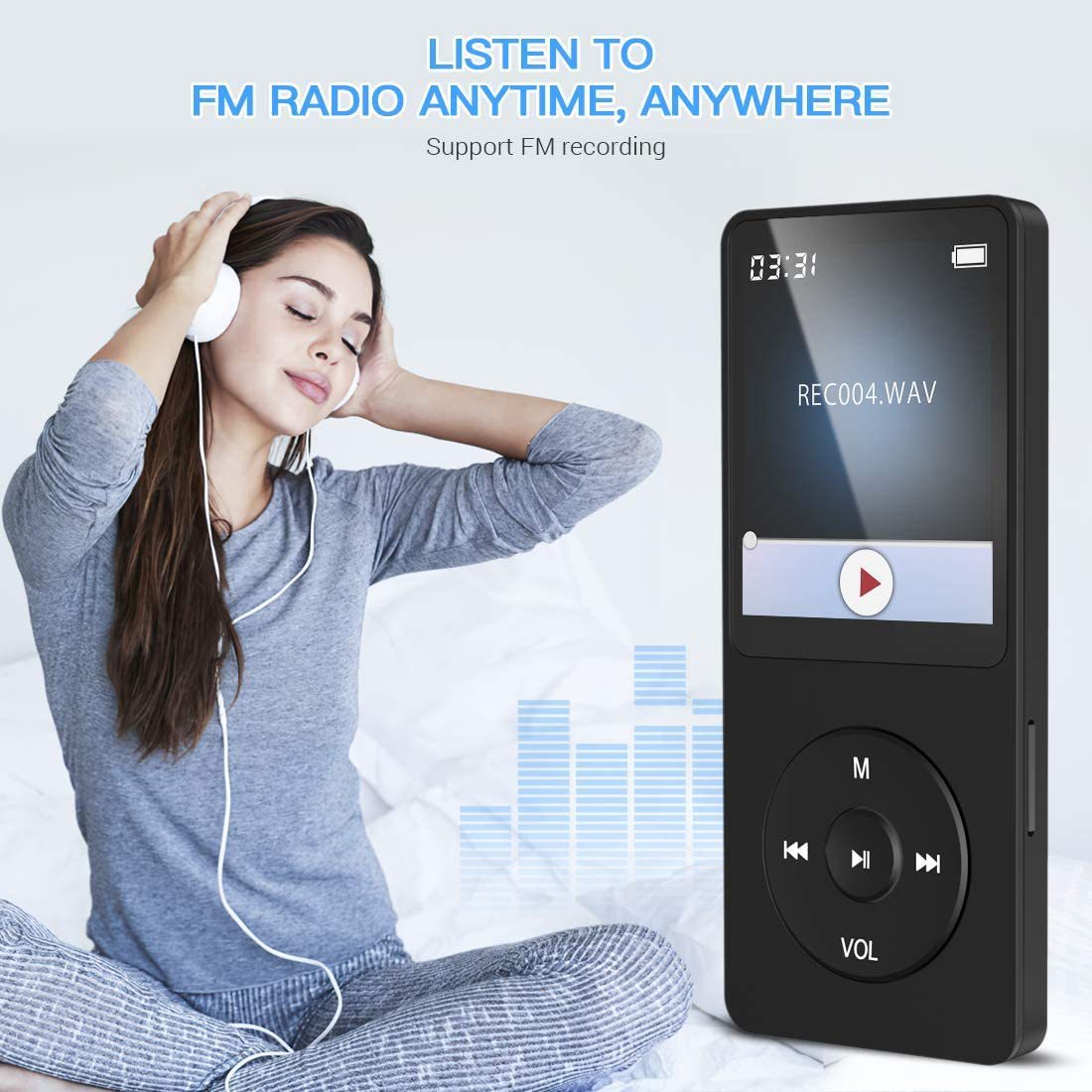 Portable Digital Music Player - Bluetooth 5.4, Hi-Fi Lossless Sound, 8GB Built-in & Expandable Storage(black V888-ELOSUNG35700