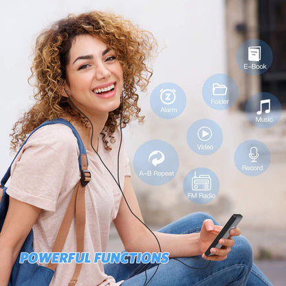 Portable Digital Music Player - Bluetooth 5.4, Hi-Fi Lossless Sound, 8GB Built-in & Expandable Storage(black V888-ELOSUNG35700