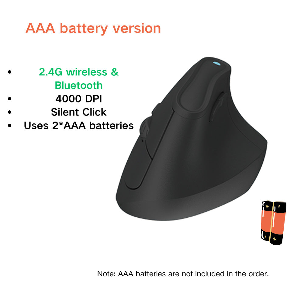 Ergonomic Vertical Mouse - Multi-Device Bluetooth5.0 & 2.4G Wireless, Adjustable DPI, Silent Click(black) V888-ELOSUNG35702