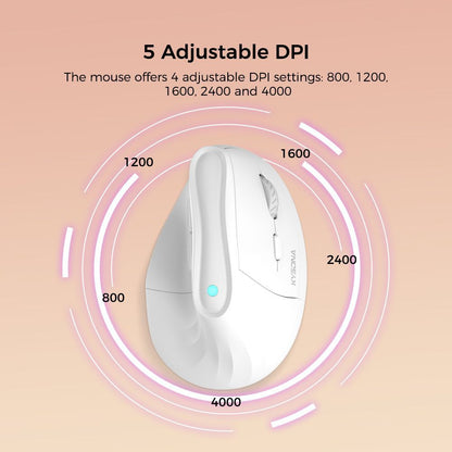 Ergonomic Vertical Mouse - Multi-Device Bluetooth5.0 & 2.4G Wireless, Adjustable DPI, Silent Click(white) V888-ELOSUNG35703