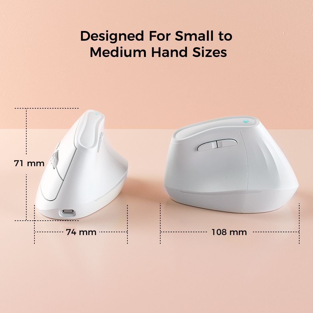 Ergonomic Vertical Mouse - Multi-Device Bluetooth5.0 & 2.4G Wireless, Adjustable DPI, Silent Click(white) V888-ELOSUNG35703