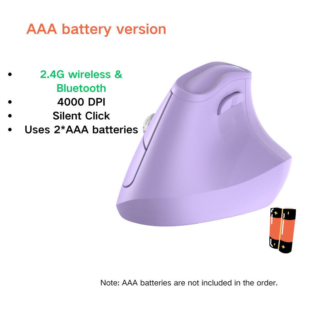 Ergonomic Vertical Mouse - Multi-Device Bluetooth5.0 & 2.4G Wireless, Adjustable DPI, Silent Click(Purple) V888-ELOSUNG35705