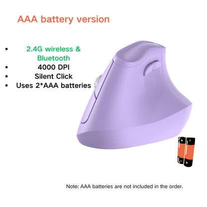 Ergonomic Vertical Mouse - Multi-Device Bluetooth5.0 & 2.4G Wireless, Adjustable DPI, Silent Click(Purple) V888-ELOSUNG35705