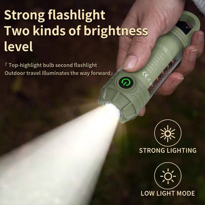 Tri-Color Portable Camping Lantern & Flashlight - Rechargeable, 360 degreesAmbient Light & Hook Design(green) V888-ELOSUNG35707