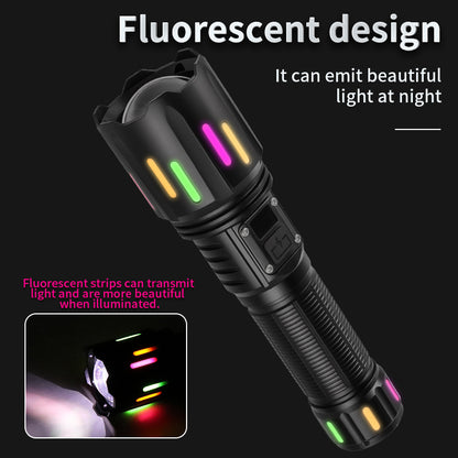30W High Brightness LED Flashlight with Digital Display & Fluorescent Design - USB Rechargeable, 800-1200M V888-ELOSUNG35710
