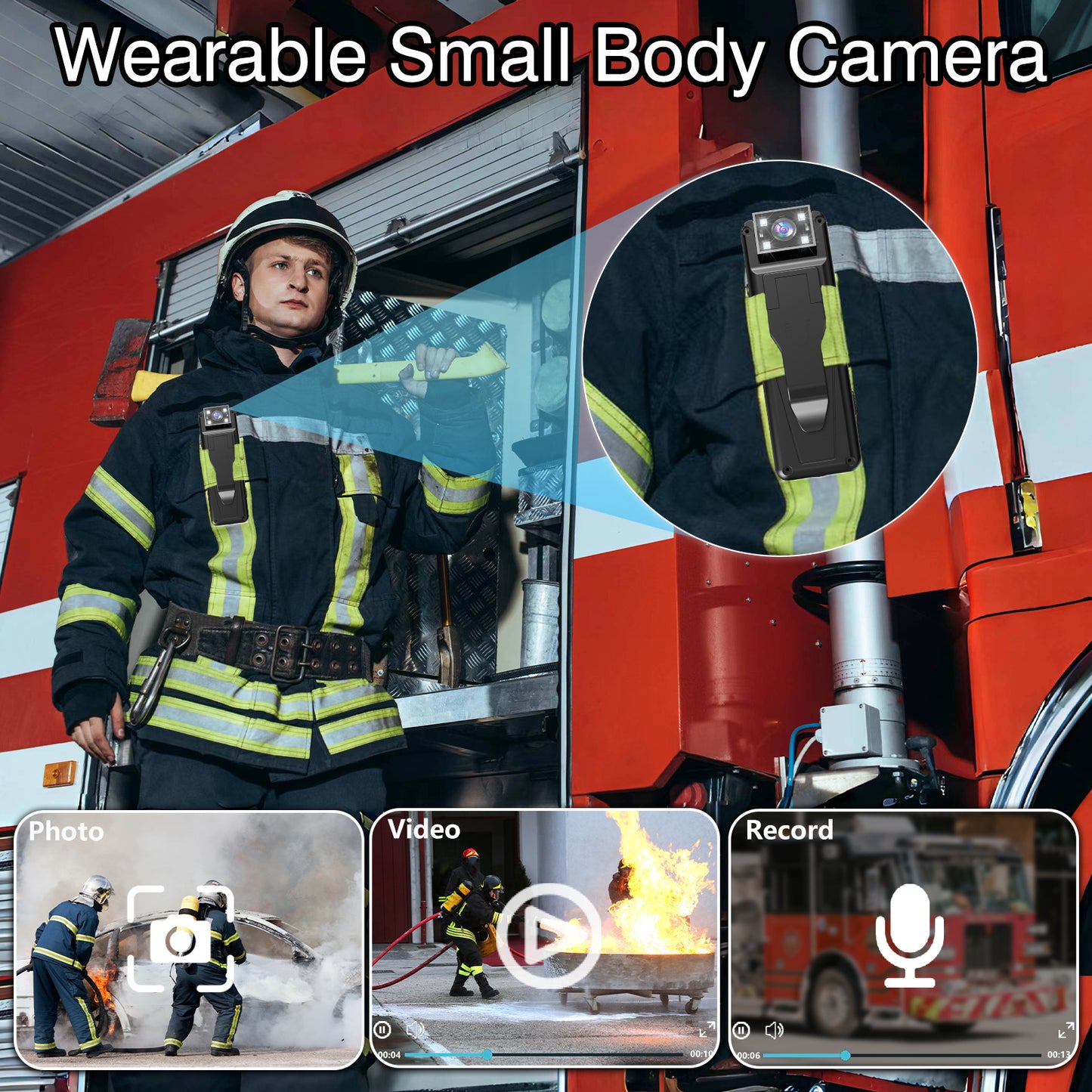 Mini Body Camera with 180 Rotatable Lens, Night Vision & Motion Detection - 1.3 Screen 1200mAh Battery(black)" V888-ELOSUNG35713