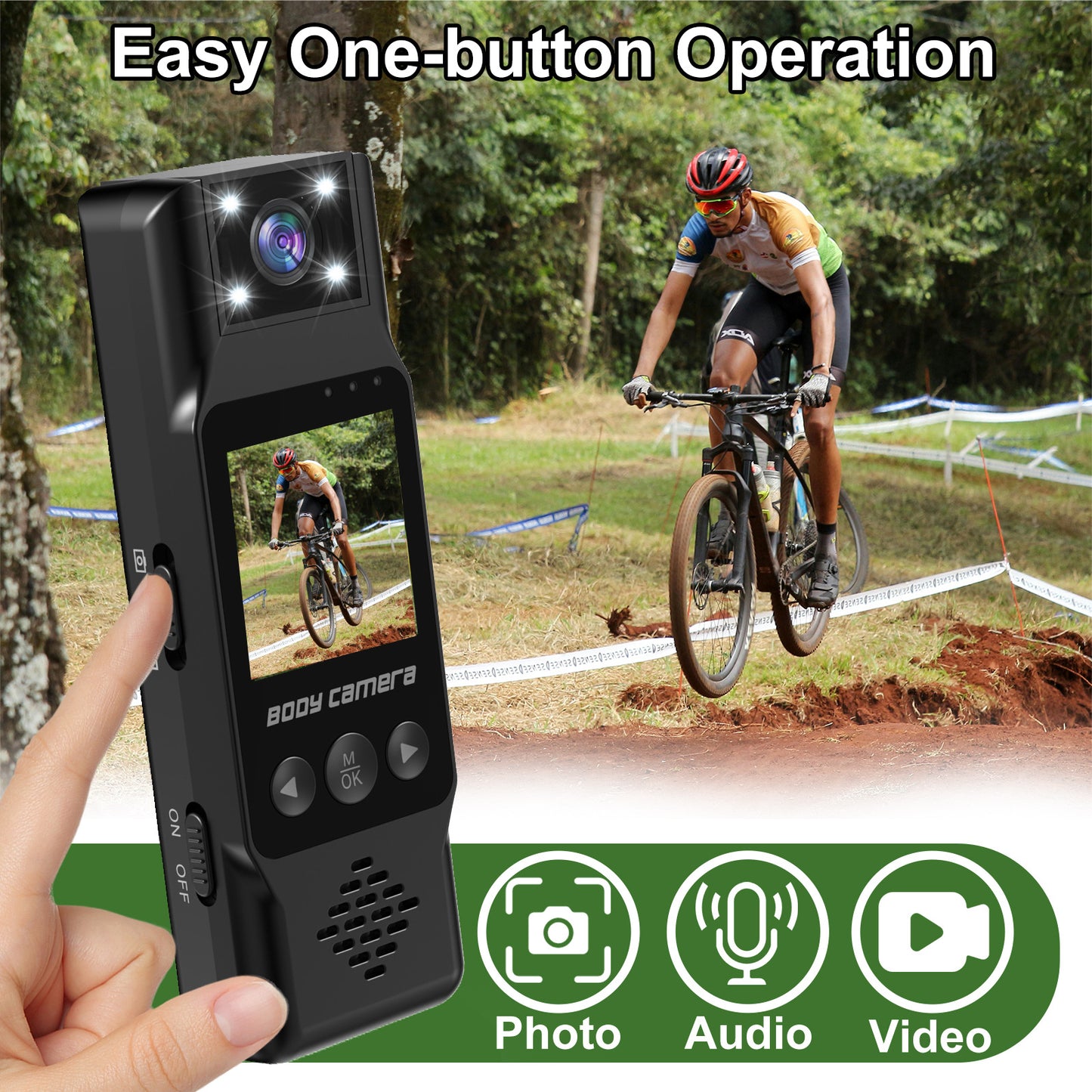Mini Body Camera with 180 Rotatable Lens, Night Vision & Motion Detection - 1.3 Screen 1200mAh Battery(black)" V888-ELOSUNG35713