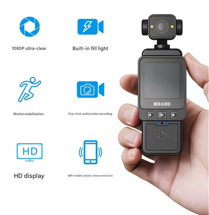 Compact Body Camera with 180 degrees Rotatable Lens, Night Vision, WiFi & Built-in Fill Lights(black+128G) V888-ELOSUNG35722