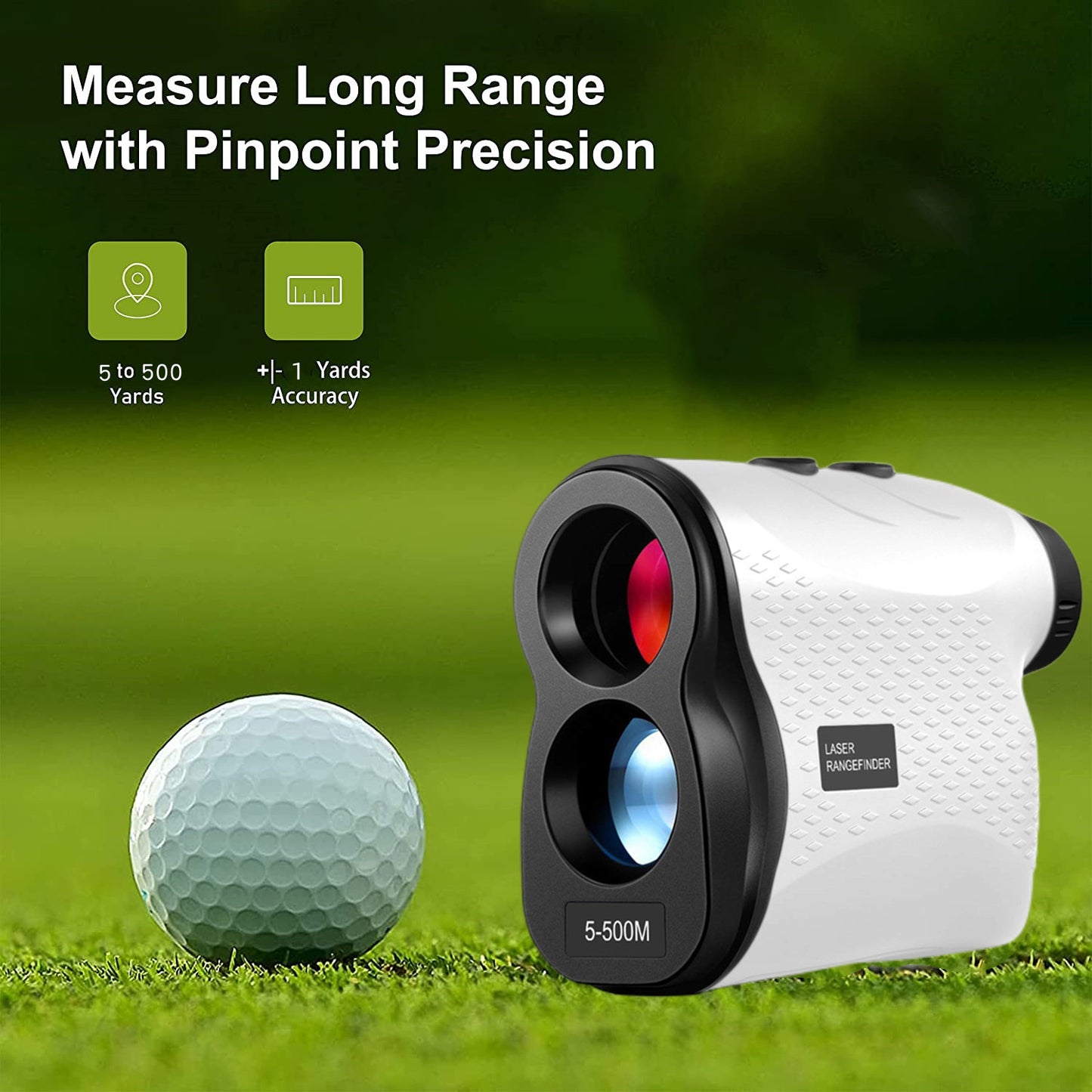 Long Range Laser Rangefinder - 5-500 Yards, Pinpoint Accuracy, Ergonomic Design(White) V888-ELOSUNG35723