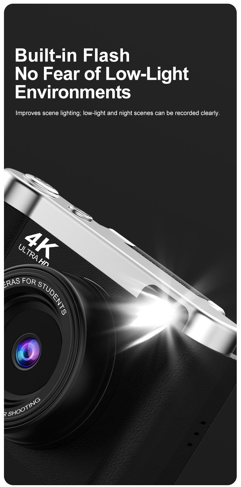 4K Ultra HD Digital Camera - 75MP, 2.8-inch Rotatable Screen, Auto Focus & Built-in Flash(black) V888-ELOSUNG35725