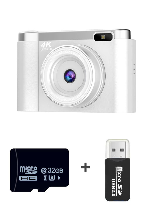 4K Ultra HD Digital Camera - 75MP, 2.8-inch Rotatable Screen, Auto Focus & Built-in Flash(white) V888-ELOSUNG35726