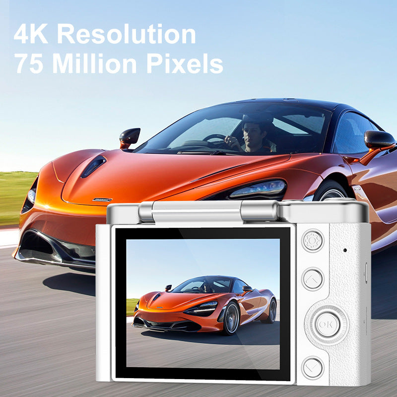 4K Ultra HD Digital Camera - 75MP, 2.8-inch Rotatable Screen, Auto Focus & Built-in Flash(white) V888-ELOSUNG35726